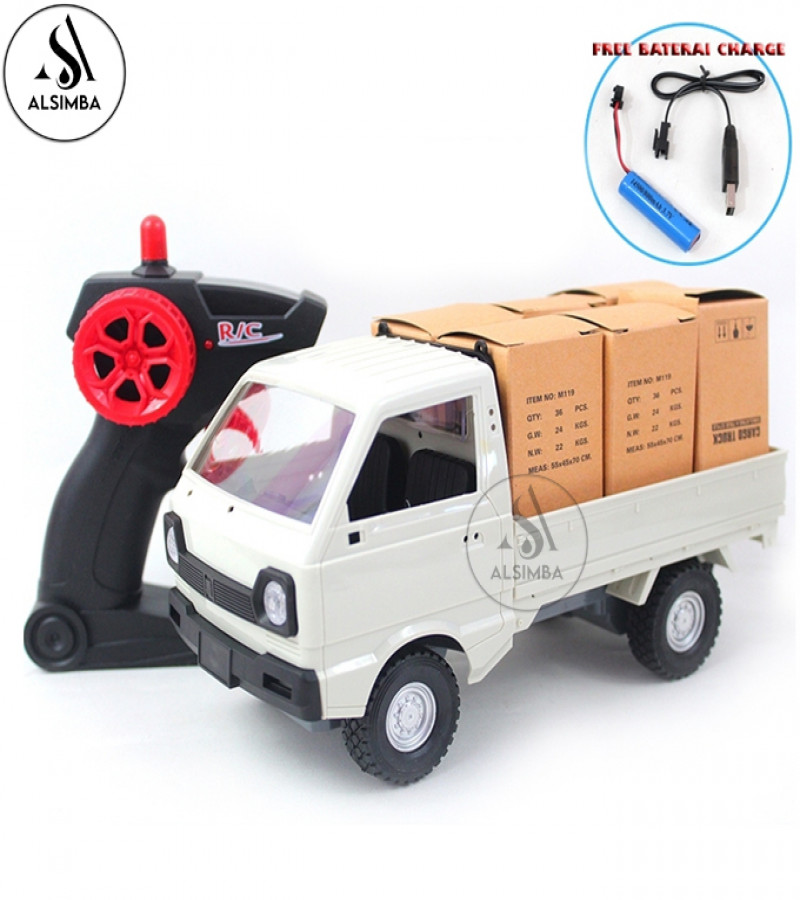 Alsimba RC Suzuki Truck Rechargeable Spray Smoke Pickup – 1:16 Scale with Sound, Lights, Random Color Delivery Toy