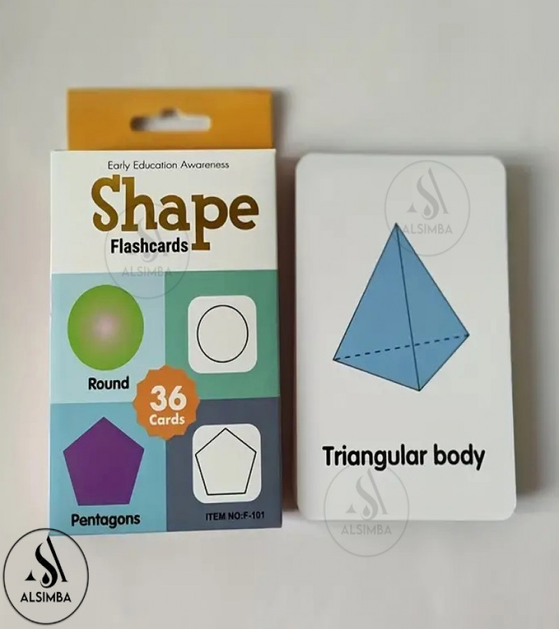 Alsimba 36 Pcs Shape Flash Cards for Kids – Early Learning Educational Flashcards Set for Toddlers & Preschoolers