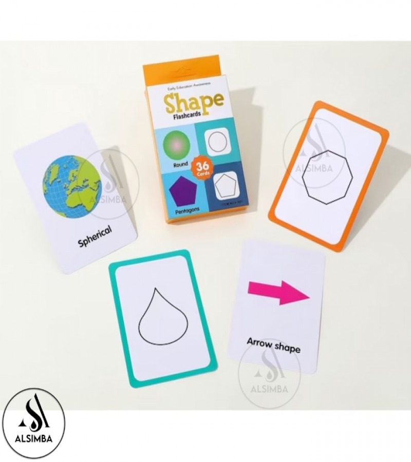 Alsimba 36 Pcs Shape Flash Cards for Kids – Early Learning Educational Flashcards Set for Toddlers & Preschoolers