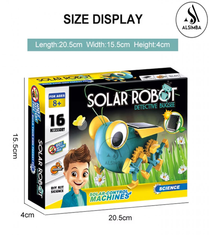 Alsimba Solar Robot Bugsee DIY Science Kit – Build & Play Educational Toy for Kids – Solar Powered Pocket Pet