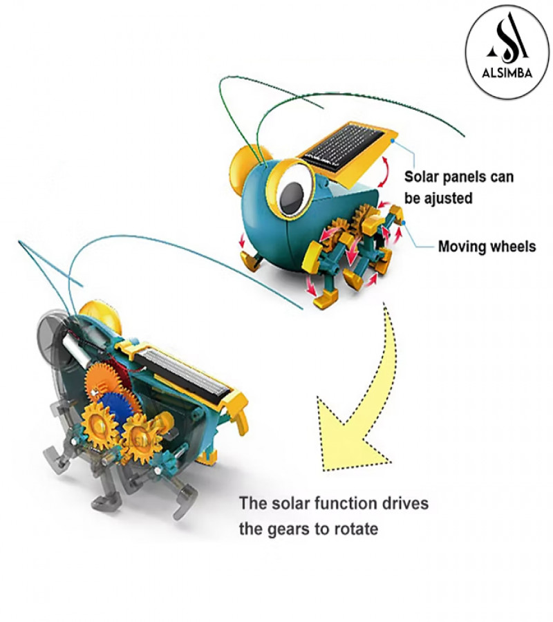Alsimba Solar Robot Bugsee DIY Science Kit – Build & Play Educational Toy for Kids – Solar Powered Pocket Pet