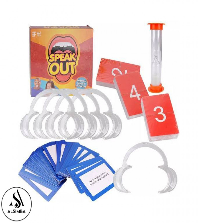 Alsimba Speak Out Mouthguard Challenge Game for Adults & Kids – Fun Family Party Game with 5 Mouthpieces & 200 Cards