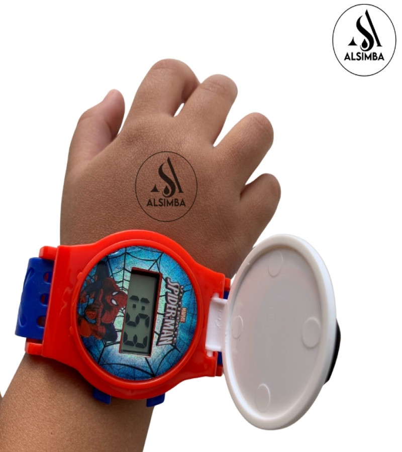 Alsimba Spiderman Character Wrist Watch for Kids Boys – Stylish Cartoon LED Timepiece for Children with Adjustable Strap – Comfortable