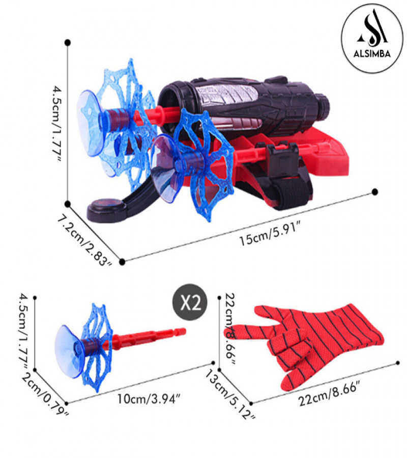 Alsimba Spiderman Web Dart Blaster Toy with Gloves & Launcher – Avengers Toy Gun for Kids Boys – 12 Inch – Multicolor