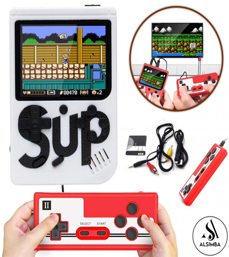 Alsimba SUP 2 Player Retro Game Box with 400 in 1 Games, Dual Controller, Rechargeable Handheld Console for Kids/TV