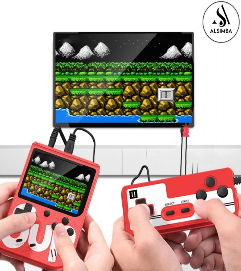 Alsimba SUP 2 Player Handheld Game Console 400 in 1 Retro Game Box with Controllers, TV Output, Rechargeable - Red