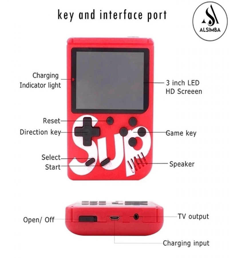 Alsimba 400-in-1 Retro Handheld Game Console – Rechargeable 5" LCD Game Box for Kids, TV Connect, Portable Black