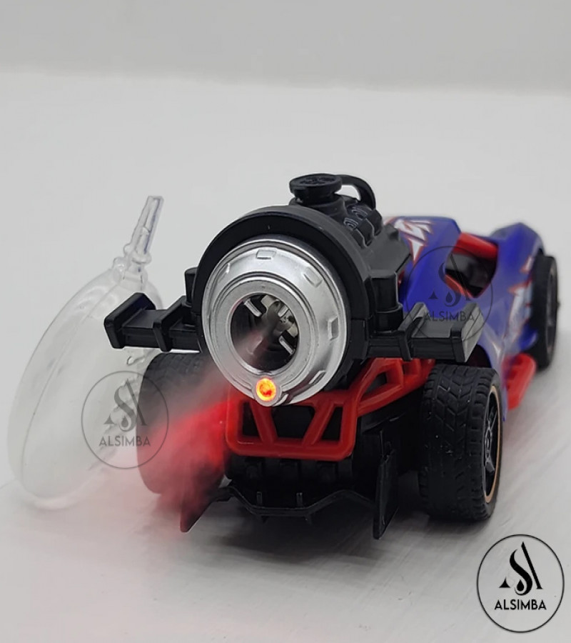 Alsimba Racing Rock Monster Diecast Car – Smoke Spray, Pull Back, Battery Operated Toy Car for Kids – 5” – Red