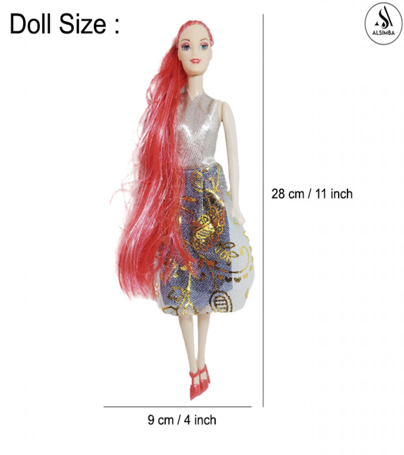 Alsimba Sweet Malena Barbie Doll Dress Up Set - 12 Inch Moveable Joints, Shoes, Flexible Body, Random Dress Gift Set