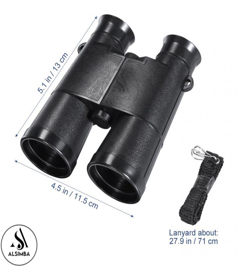 Alsimba Kids Telescope Binoculars Toy – HD Vision, Shockproof, Bird Watching, Hiking, Birthday Gift – 6" Black