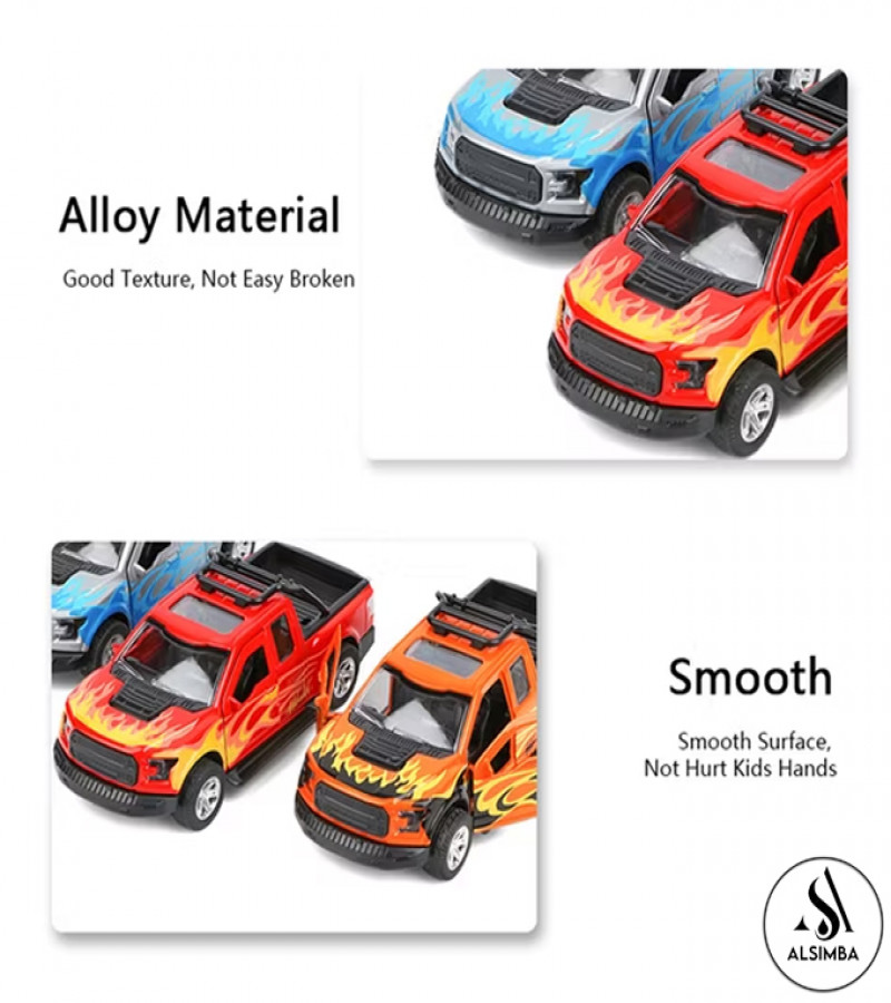 Alsimba 1:32 Toyota Hilux 4x4 Revo Dala Die-Cast Pickup Truck Toy – Metal Revo, Vigo, Silverado, Raptor – 5" – Orange