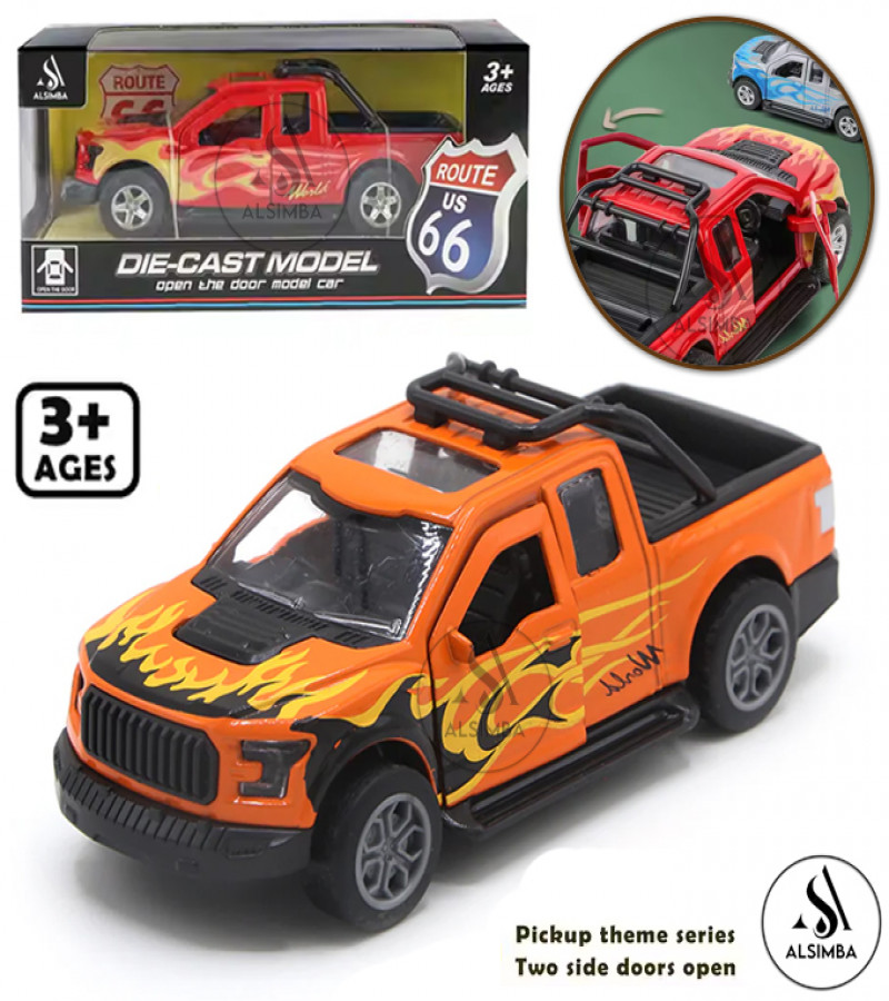 Alsimba 1:32 Toyota Hilux 4x4 Revo Dala Die-Cast Pickup Truck Toy – Metal Revo, Vigo, Silverado, Raptor – 5" – Orange