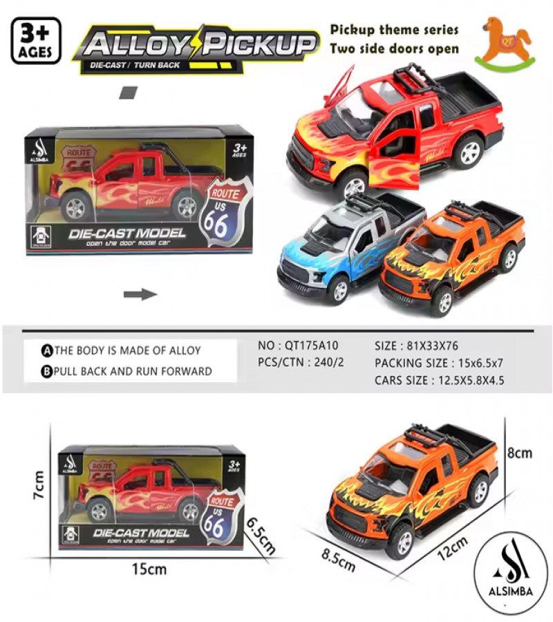 Alsimba 1:32 Toyota Hilux 4x4 Revo Dala Die-Cast Pickup Truck Toy – Metal Revo, Vigo, Silverado, Raptor – 5" – Orange