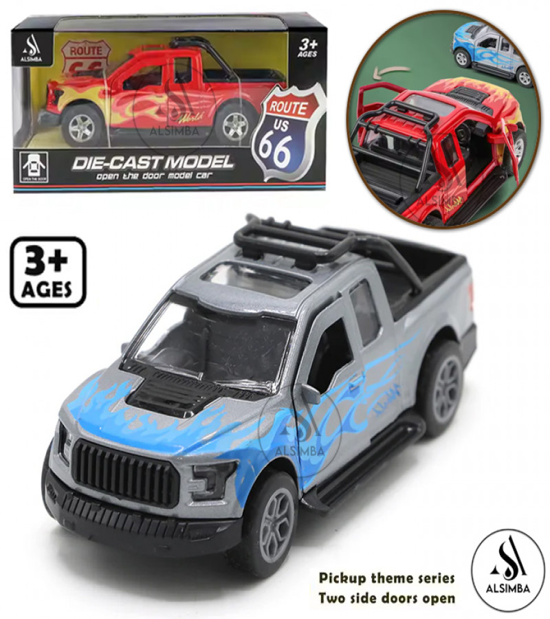 Alsimba 1:32 Toyota Hilux Revo Dala 4x4 Diecast Model Truck Toy - Ford Raptor - Silverado - Metal SUV - 5” - Grey