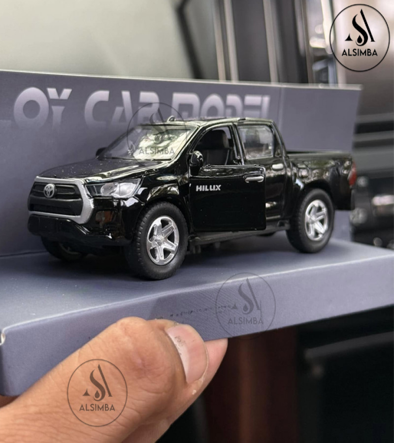 Alsimba 1:36 Toyota Hilux Vigo Die-Cast Metal Toy Car – Lights & Sound – Openable Doors – 5" Miniature – White