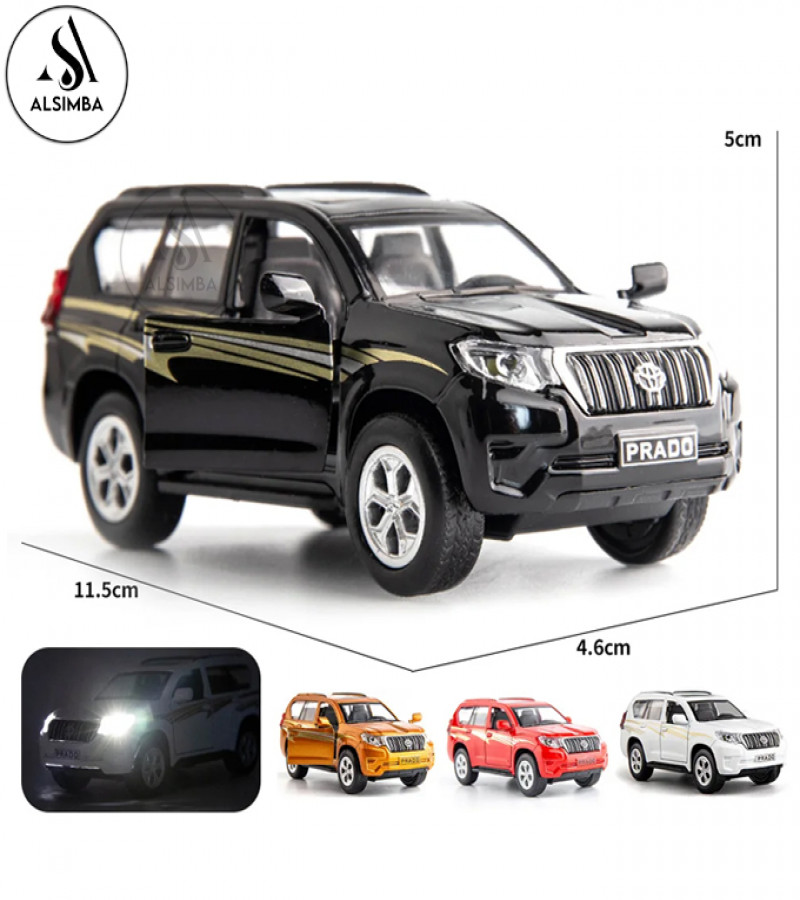 Alsimba 1:36 Toyota Land Cruiser Prado SUV Diecast Car with Lights, Music, Openable Doors, Pull Back Toy - Orange