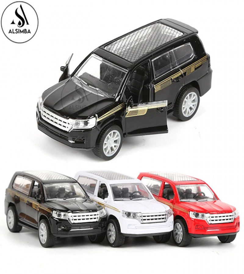 Alsimba Toyota Land Cruiser V8 1:32 Diecast SUV Model Car with Lights, Sound, Openable Doors, Pull-Back Action – White