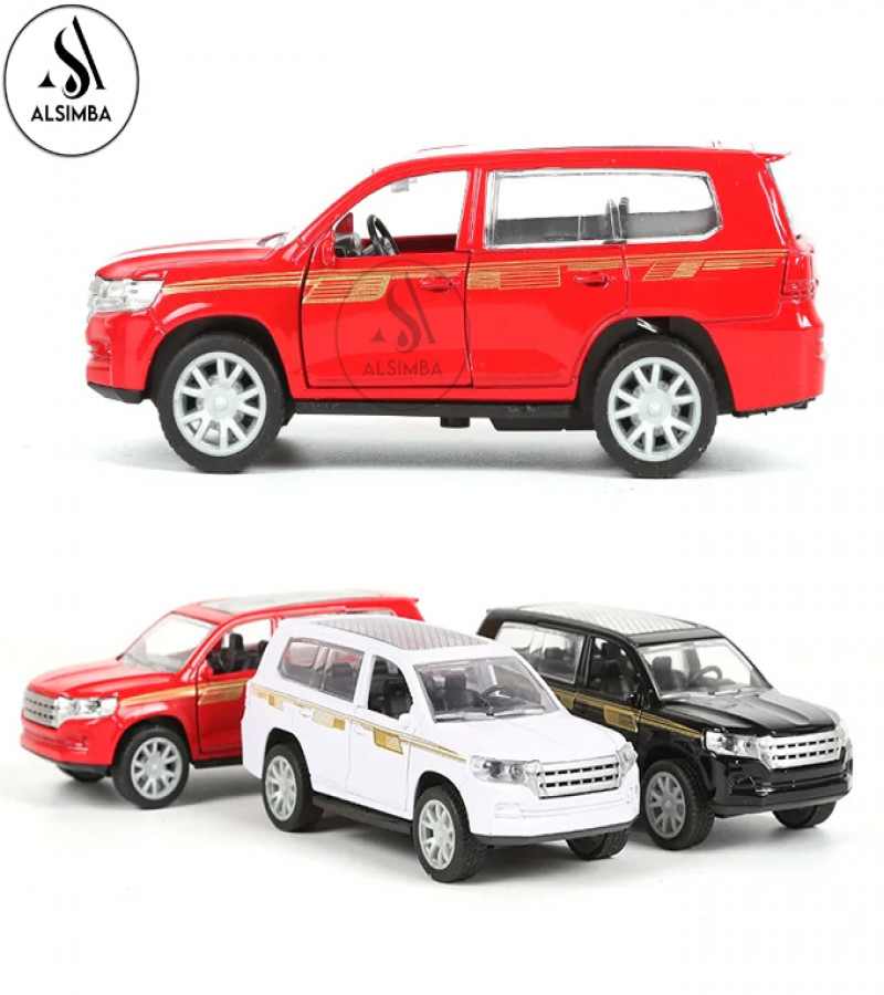 Alsimba Toyota Land Cruiser V8 1:32 Diecast SUV Model Car with Lights, Sound, Openable Doors, Pull-Back Action – White