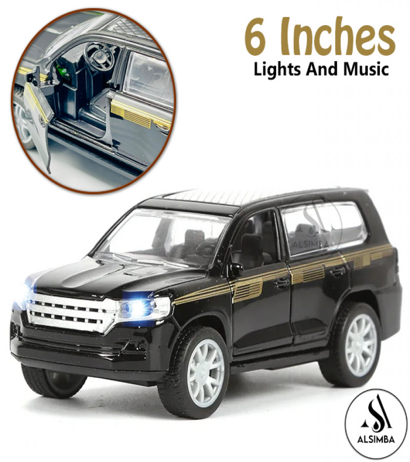 Alsimba Toyota Land Cruiser V8 1:32 Diecast SUV Toy Car with Lights, Music, Open Doors, Pull Back Action - Black