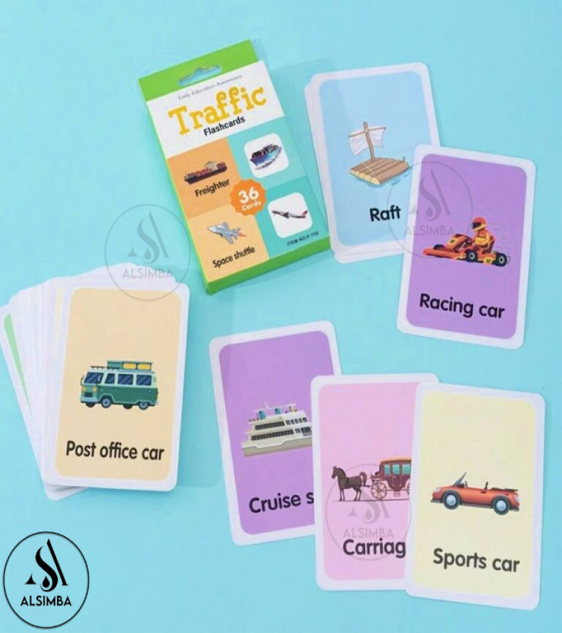 AAlsimba Traffic Flash Cards for Kids – 36 Pcs Educational Learning Set for Toddlers, Preschool & Kindergarten