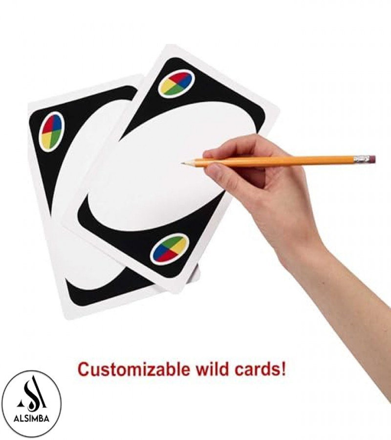 Alsimba UNO Wild Edition – 112 Laminated Cards Game for Kids & Adults – Fun Customizable Family Card Game – Imported