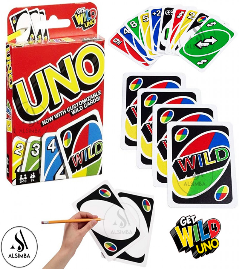 Alsimba UNO Wild Edition – 112 Laminated Cards Game for Kids & Adults – Fun Customizable Family Card Game – Imported