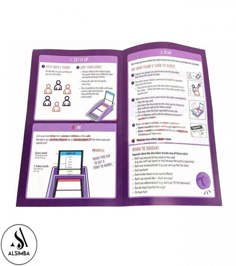 Alsimba Unspoken Taboo Purple Edition Board Game - Enjoyment Fun Board Game for Kids & Adults Above 13+ Years Old - 4 Players Taboo Cards Game