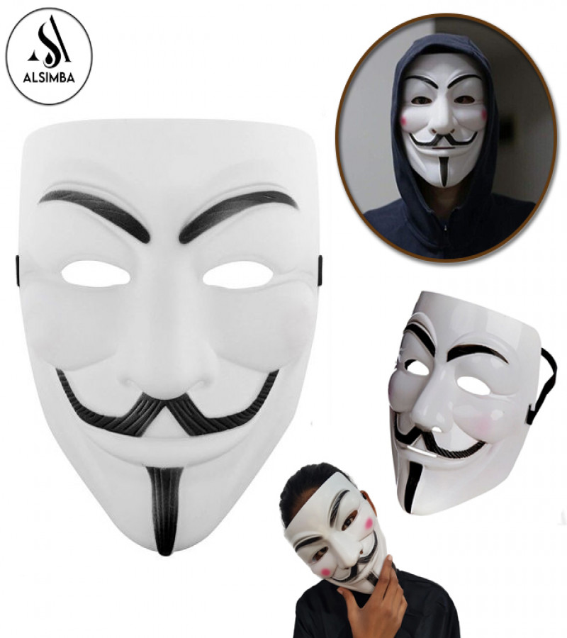 Alsimba V for Vendetta Anonymous Joker Mask - Halloween Party Cosplay Costume - Ghost Dancer Funny Resin Face Black White