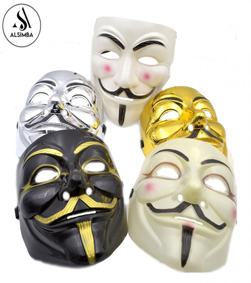 Alsimba V for Vendetta Joker Anonymous Mask - Halloween Horror Cosplay Resin Masquerade Face Mask for Adults & Kids