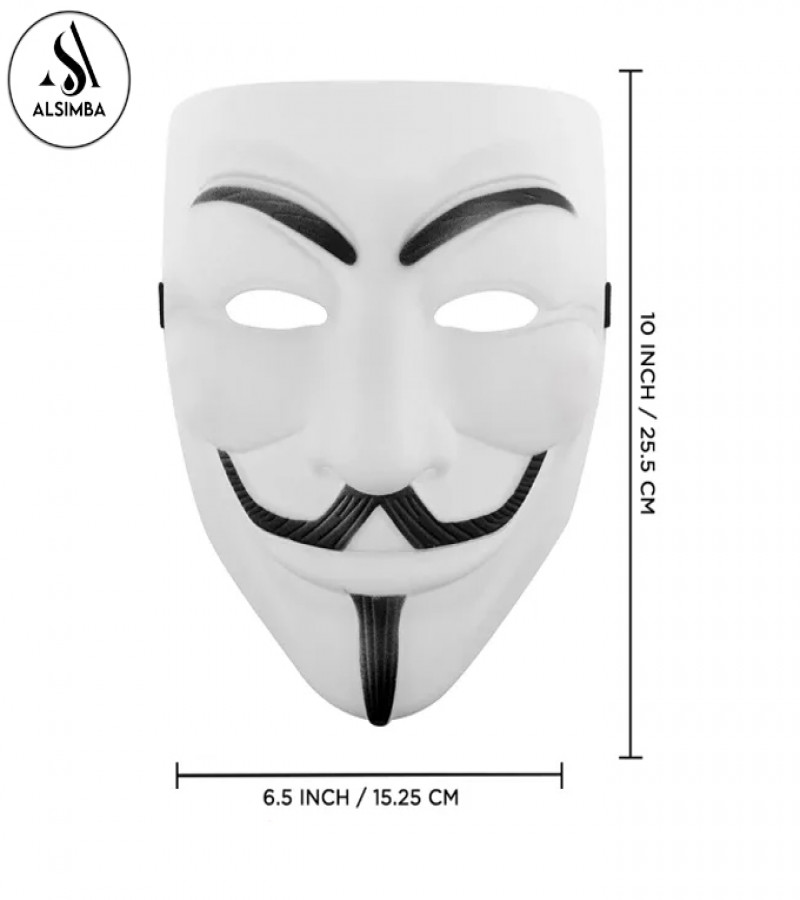 Alsimba V for Vendetta Anonymous Joker Mask - Halloween Party Cosplay Costume - Ghost Dancer Funny Resin Face Black White