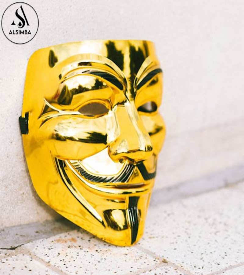 Alsimba V for Vendetta Anonymous Joker Mask for Halloween Cosplay Party – Golden Black Resin Mask for Men Women Kids