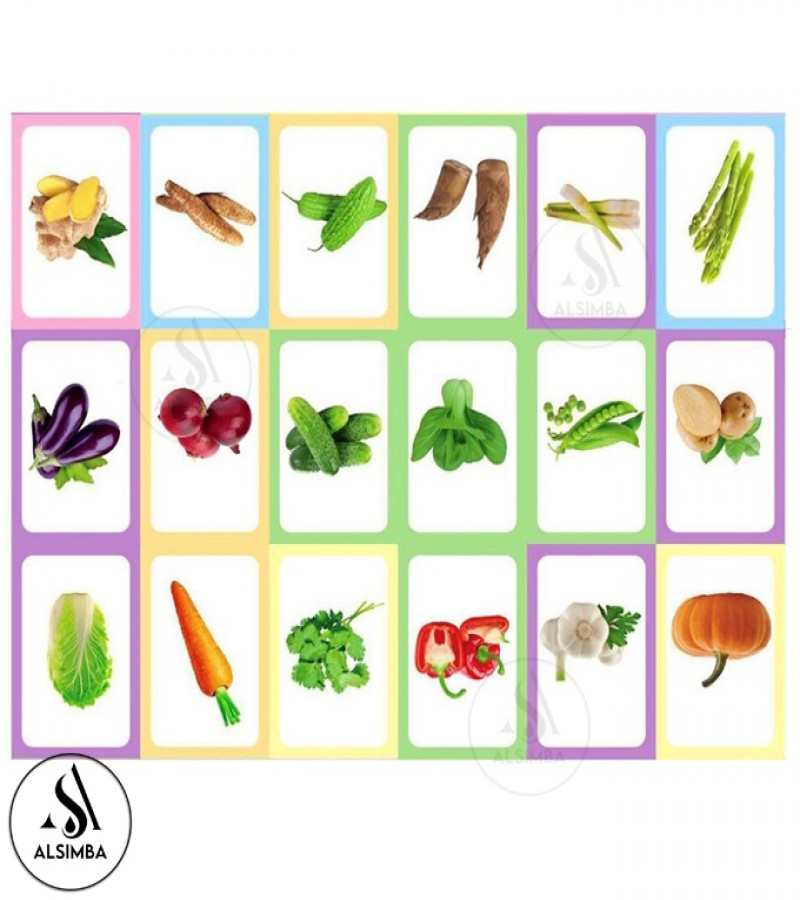 Alsimba Vegetable Flash Cards for Kids – 36 Pcs Early Learning Educational Game, Preschool & Montessori Toy