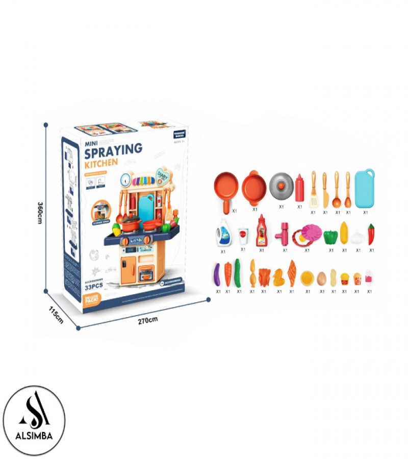 Alsimba Water Spray Kitchen Set with Lights & Sound for Kids – Electric Mini Pretend Play Cooking Toy (Random Color)