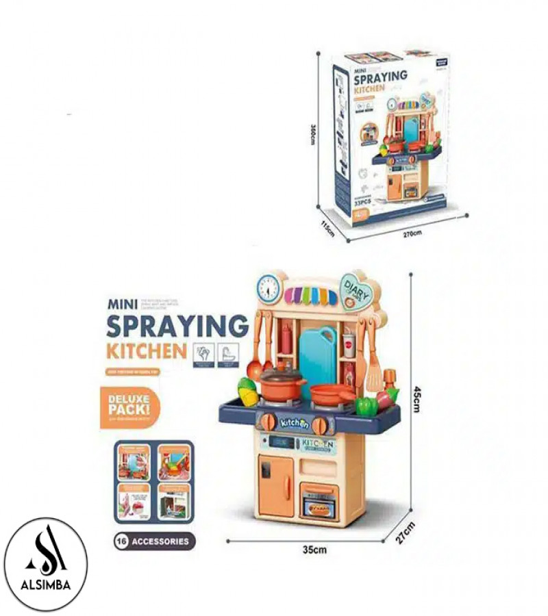 Alsimba Water Spray Kitchen Set with Lights & Sound for Kids – Electric Mini Pretend Play Cooking Toy (Random Color)