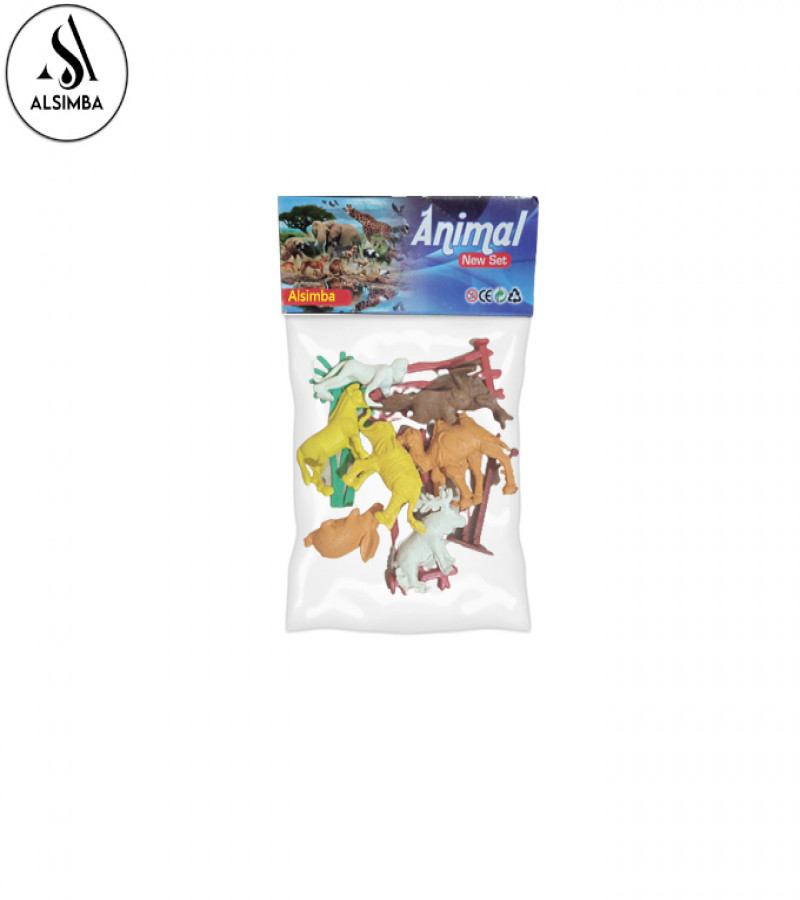 Alsimba Wild Animal Set - 7 Rubber Animal Figures with Tree & 3 Accessories - 2 Inch Size - Educational Toy - Multicolor