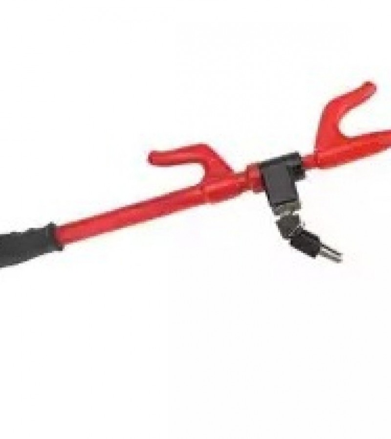 Anti-Theft Long Steering Wheel Lock For All Vehicles - Red