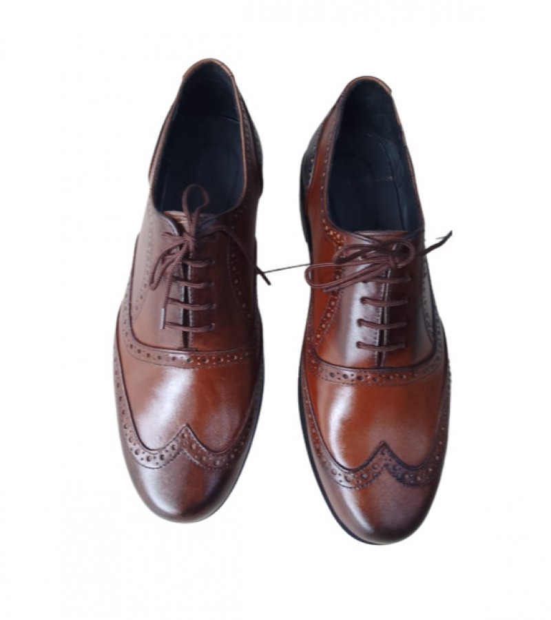 Brown pure leather royal oxford shoe - For men