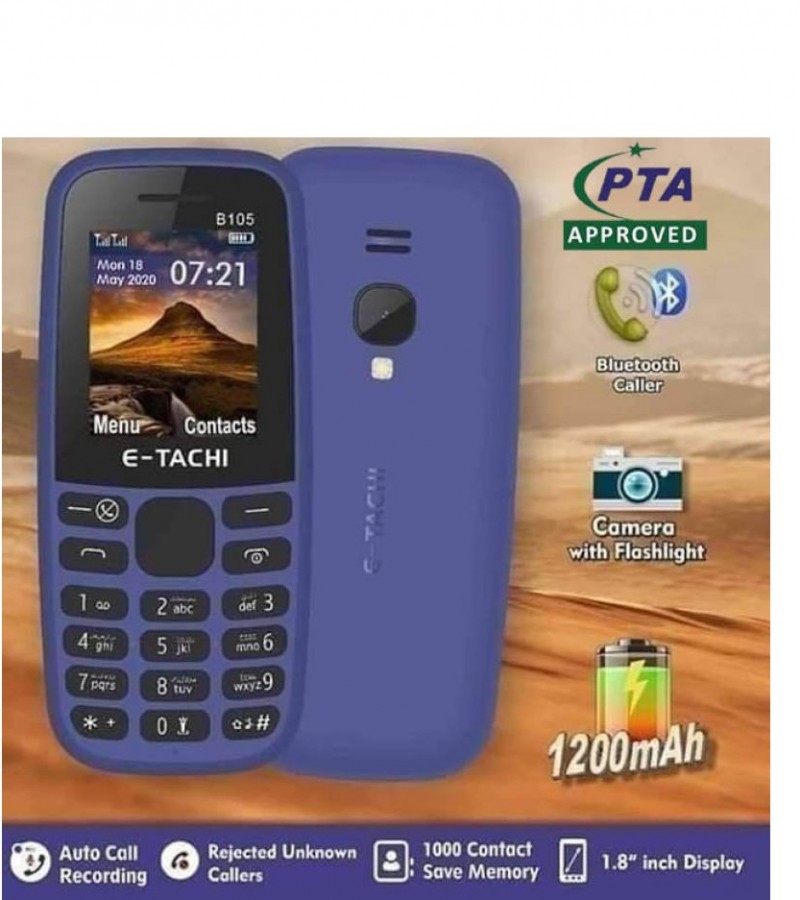 E Tachi B105 Mobile Phone - 1200 mAh Battery - 1.8 " Display