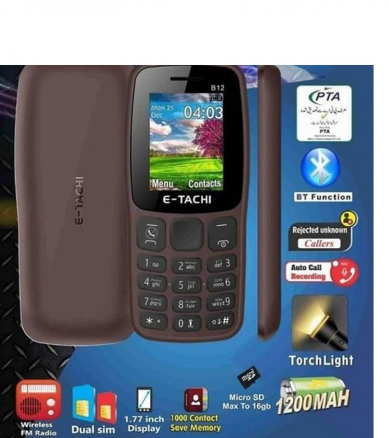 E Tachi B12 Bar Phone (Without Camera) Torch Dual SIM