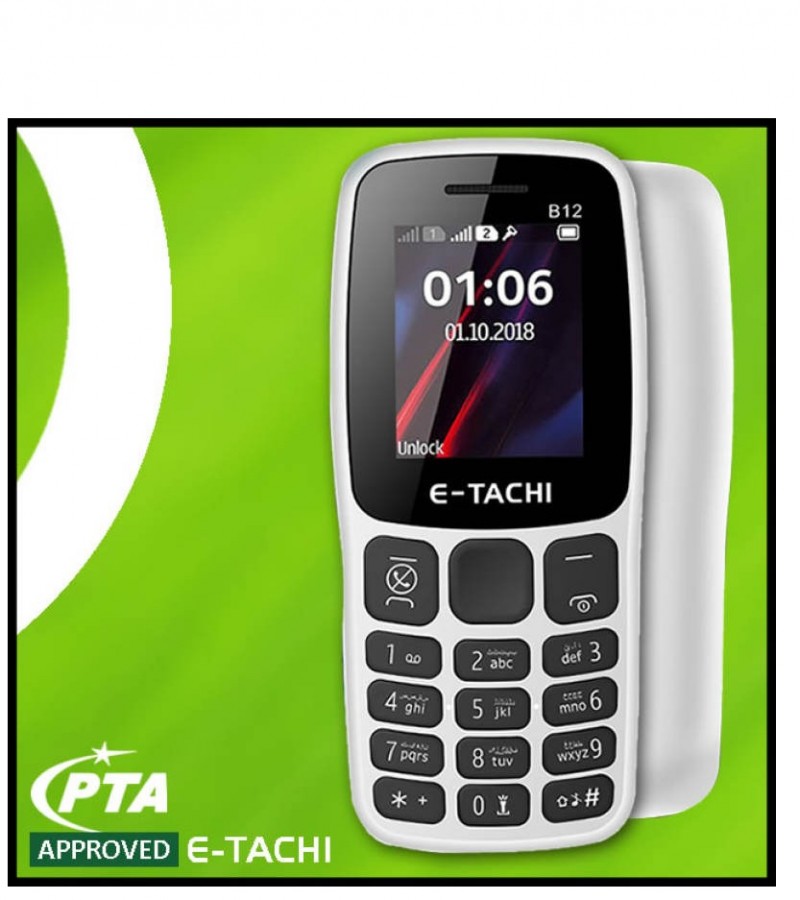 E Tachi B12 Keypad Phone (Without Camera) Torch Dual SIM 1200 mAh Battery