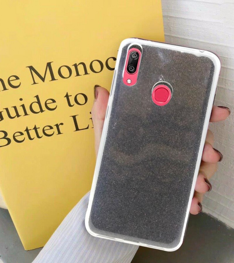 Glittery Dark Grey Cover For Y7 Prime 2019