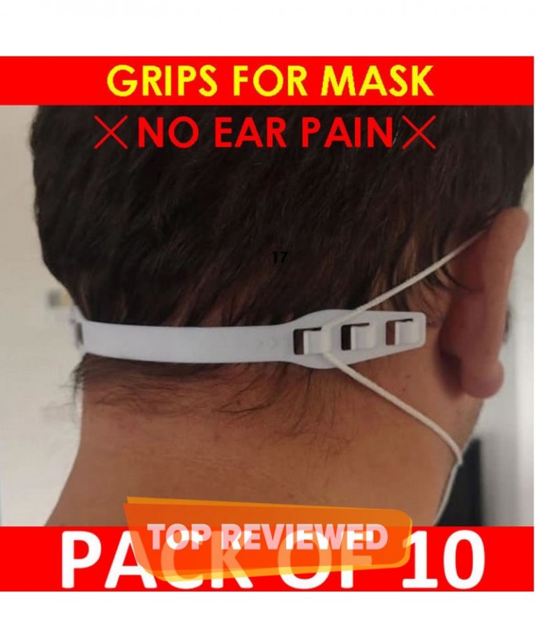 Pack of 10 - Mask Grip Adjustable Straps - Relief From Ear Pain