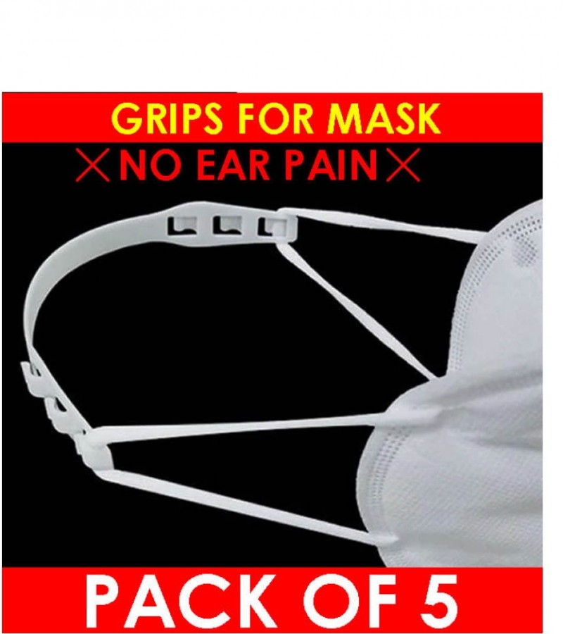 Pack of 5 Mask Ear Grips Adjustable - Grip for Mask - Extenders / Holders - Soft and Flexible
