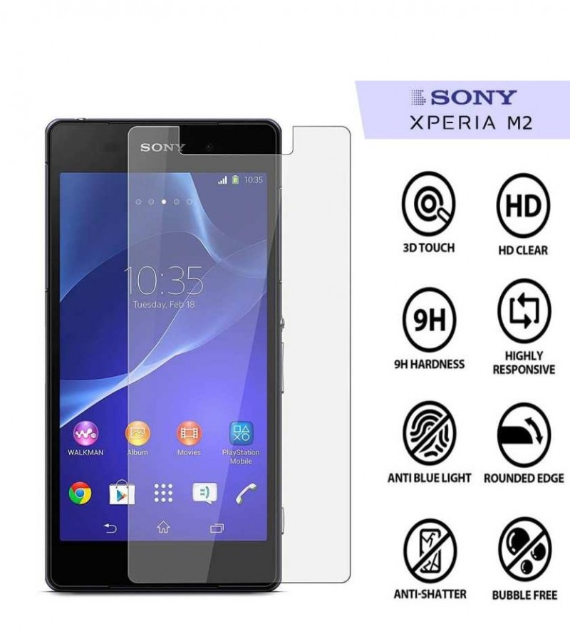 Sony Xperia M2 - 2.5D Plain & Polished - Protective Tempered Glass