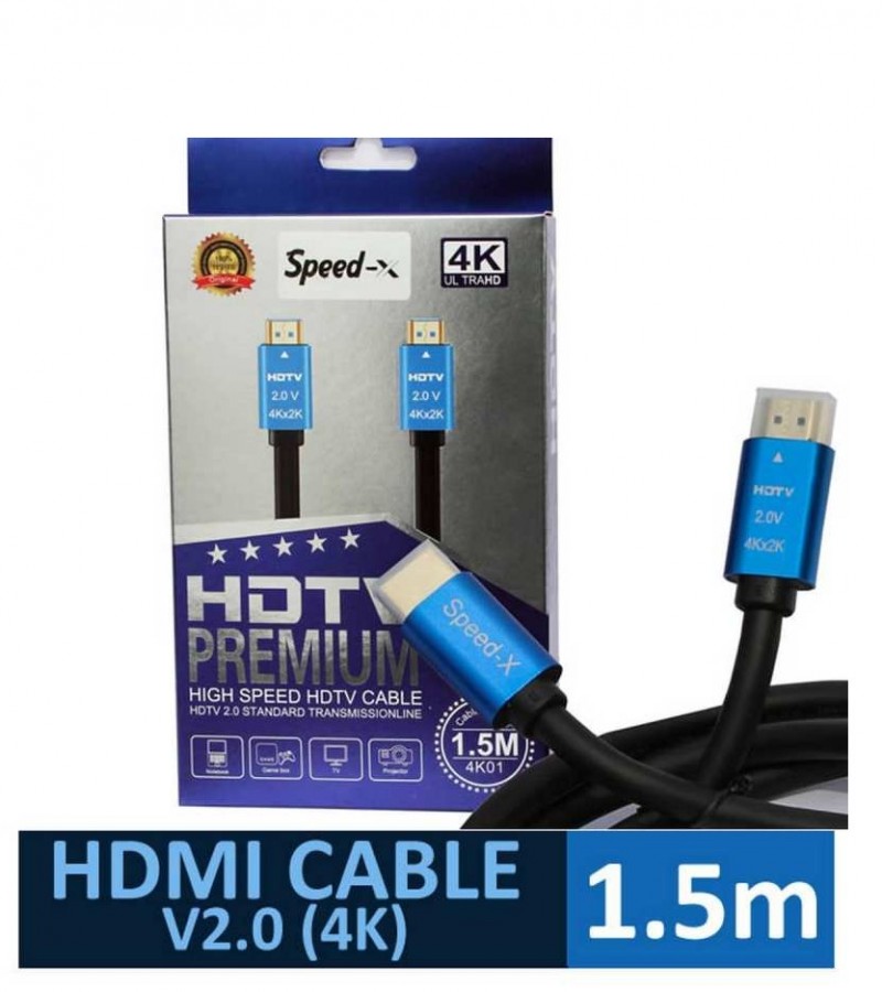 SpeedX HDMI Cable 1.5 m V2.0 4K (male to male Standard HDMI) Premium Cable