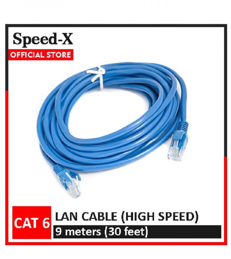 SpeedX LAN Cable 9 meters (30 feet) / 10 Yards Cat 6 Ethernet Cable Fixed Connectors