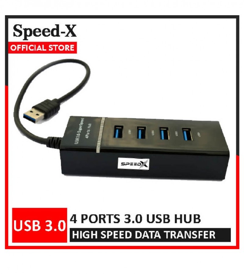 SpeedX USB Hub 3.0 4 Port for PC / Laptop - High Speed Fast Charging USB Hub