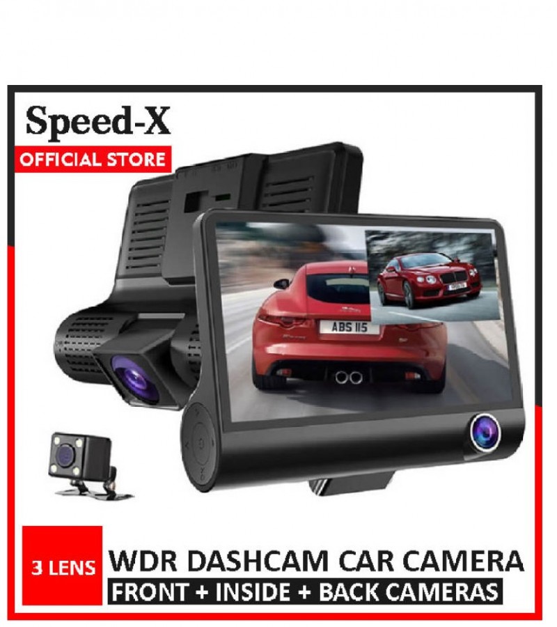SpeedX WDR Dashcam 3 Cameras - Front Dash Cam