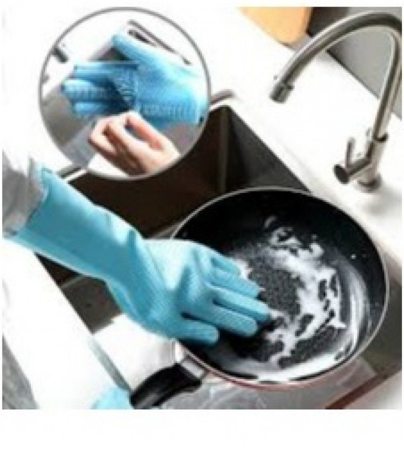 Magic Silicone Dishwashing Gloves 2 in 1 Wash