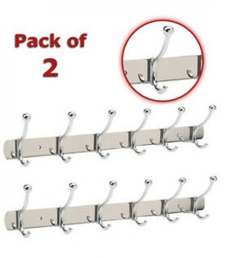 Pack Of 2 Cloth Hanging Hooks With 6 Hooks Each